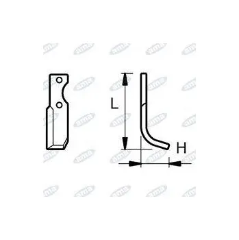 Pracovní nůž NŮŽ ROTAVÁTORU 64 x 190 MM PRAVÝ Ø 9
