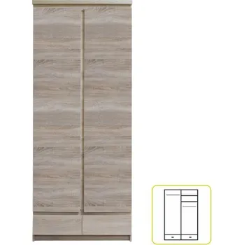 Šatní skříň Skříň 2D2S PANAMA Typ 01, dub sonoma, 83x56x200 cm, moderní design