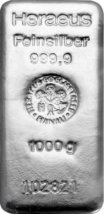 1000g Argor Heraeus / Heraeus Investiční stříbrný slitek