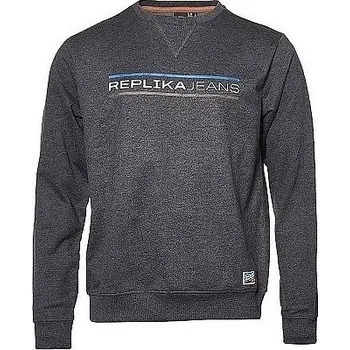 Pánská mikina Pánská mikina černá REPLIKA JEANS s potiskem 3XL - 8XL Replika Jeans ODE-REP-93311-0090 - 4XL