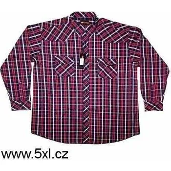 Pánská košile Pánská košile červeno - modro - bílé káro dlouhý rukáv 4XL - 6XL Kamro ODE-KAM-23562-269 - 4XL