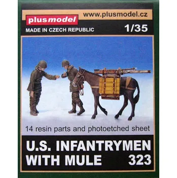 Plastikový model Plusmodel 1/35 U.S. Infantrymen with Mule (3 fig.)