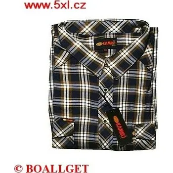 Pánská košile Pánská košile Kamro hnědo - modro - bílé káro 23537/269 dlouhý rukáv 4XL - 12XL Kamro - 7XL
