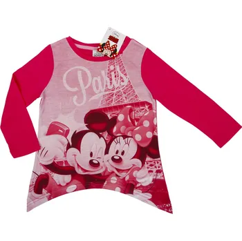 Dívčí tričko Dívčí červeno-růžové tričko s dlouhým rukávem Minnie Mouse Velikost: 128
