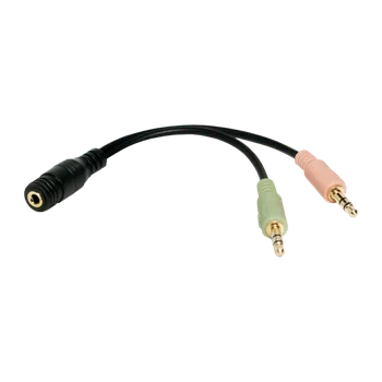 Audio kabel LogiLink Adaptér zvukového konektoru, 4kolíkový, 3,5 mm jack na 2x 3,5 mm konektor