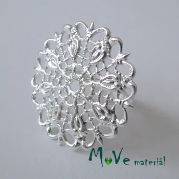 Prsten Prstýnek filigrán-květ 18-19mm, stříbrný 1ks