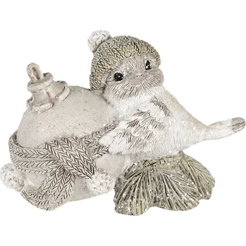 Vánoční dekorace Vánoční dekorativní soška ptáčka s vánoční koulí - 9*6*6 cm