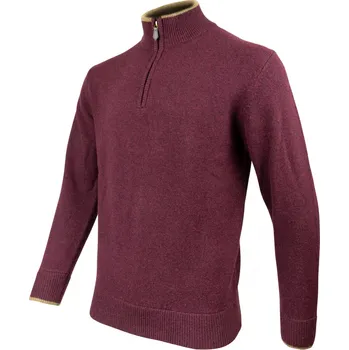 JACK PYKE Svetr ASHCOMBE se zipem jehněčí vlna PLUM velikost: L + Doprava zdarma na další nákup