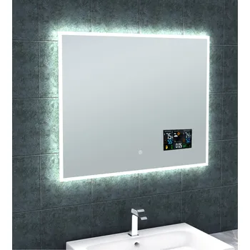 Zrcadlo Zrcadlo s LED osvitlením, hodinami a počasím 800x650x43 mm, ukazatel venkovní a vnitoní teploty, barometr + slevový kód