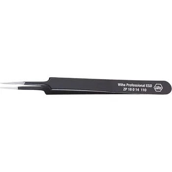 Kosmetická pinzeta Pinzeta přesná 110mm professional esd, přímá, jehlový hrot, wiha, 32334 (zp18014)