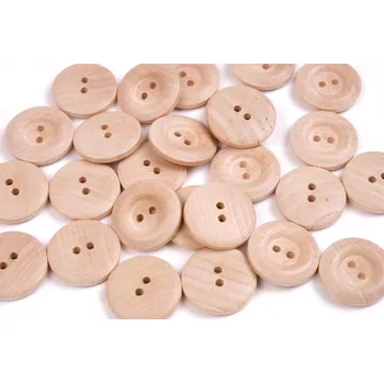 Knoflík Knoflík dřevěný vel. 40 - průměr 25,4 mm, barva Přírodní