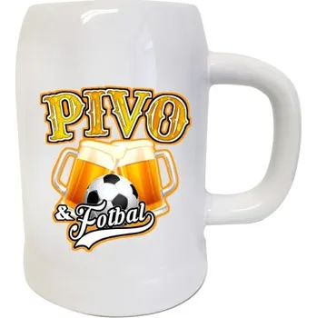 Sklenice Korbel na pivo - matné sklo s potiskem Pivo a fotbal-půllitr