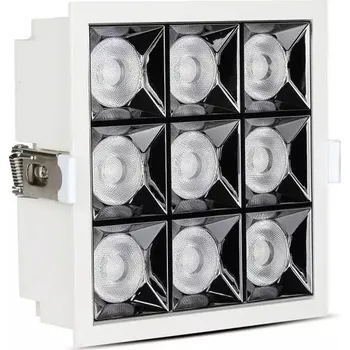 V-TAC Zapuštěné hranaté bílé LED svítidlo 36W 12° SAMSUNG čipy CRI90 Teplá bílá 2500 - 3000K