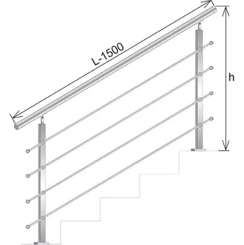 UMAKOV Nerezové zábradlí pro schody, VS AISI304, 40x40x2/