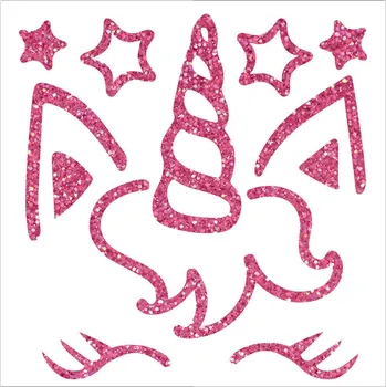 Engross Nažehlovací obrázky třpytivé - Jednorožec s hvězdami 2 barva: růžová