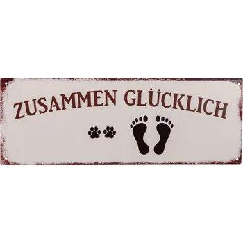 Plechová cedule Nástěnná kovová cedule Zusammen Glücklich - 36*13 cm