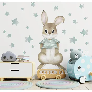 Samolepící dekorace DEKORACJAN Samolepka na stěnu - Králíček s hvězdičkami