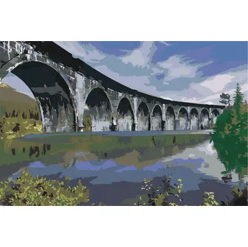 Malování podle čísel - Most nad jezerem Velikost: 40x60cm, Rámování: Pouze srolované plátno