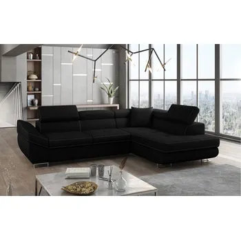 Sedací souprava Rozkládací rohová sedačka LYON černá