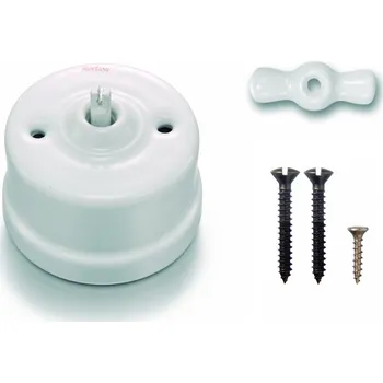 vypínač FONTINI by Font Barcelona Porcelánový vypínač povrchový Garby bílý/klička bílá Řazení: Vypínač č.6 – schodišťák – ovládá se ze 2 míst 303081717