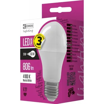 Žárovka Emos LED žárovka Classic A60 9W E27 neutrální bílá ZQ5141