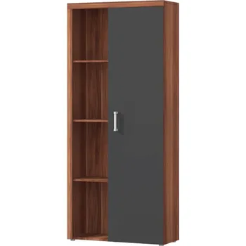 Policová skříň Policová skříň s regálem, švestka / šedý grafit, CHERIS 2