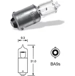 12V 20W halogen Ba9s, Elta