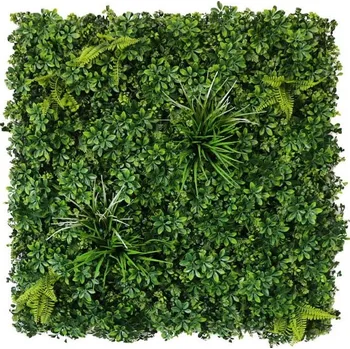 umělá květina ZELENÁ STĚNA šeflera, dílec 100 x 100 cm (Realistická zelená stěna šeflera o rozměru 100 x 100 cm)