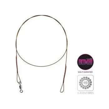 DELPHIN Oceľové lanko BOMB! s obratlíkom a slučkou / 49 vlákien 2ks/60cm/14kg