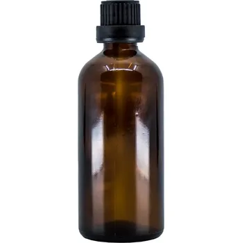 BEWIT Lahvička skleněná hnědá lesklá, 100 ml, kapátko, černý uzávěr