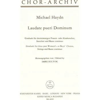 Laudate pueri Dominum by Michael Haydn for SSA + strings & basso continuo / partitura