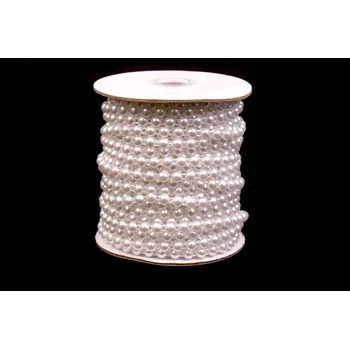 Dětské navlékací korálky Půlperly na šnůře vel.6mm bílé (25m/bal.)