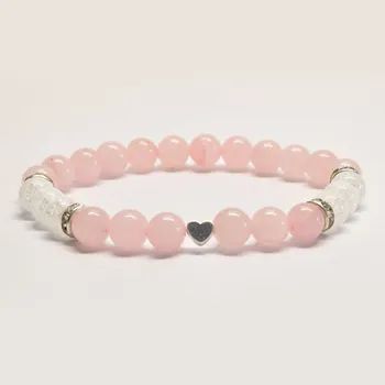 Náramek Minerální náramek PROJEV LÁSKY z praskaného křišťálu a růženínu MN1023