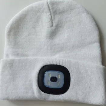 Čelovka Čepice s LED světlem bílá – USB dobíjecí hřejivá čelovka pro sport, zahradu a venkovní aktivity