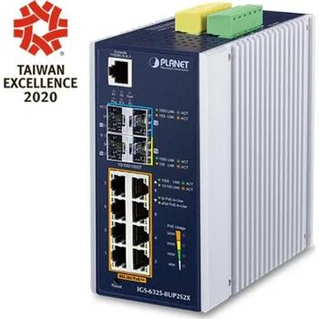 Switch IGS-6325-8UP2S2X Switch, L3,průmyslový, 8x 1Gb PoE, 2x 1Gb SFP, 802.3bt 90/360W, -40 až 75°C, dual 48-56VD