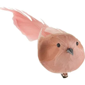 Růžový peříčkový ptáček s klipem - 5*16,5*5 cm