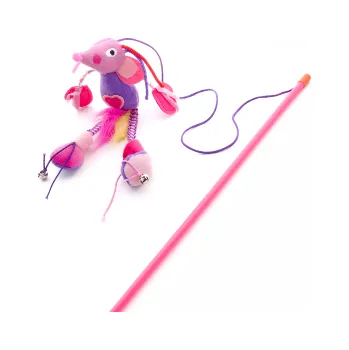 Hračka pro kočku JK Plyšová myš na prutu 40 cm