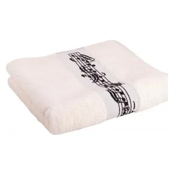 Ručník s tkaným hudebním okrajem noty v bílé barvě 50 x 100 cm