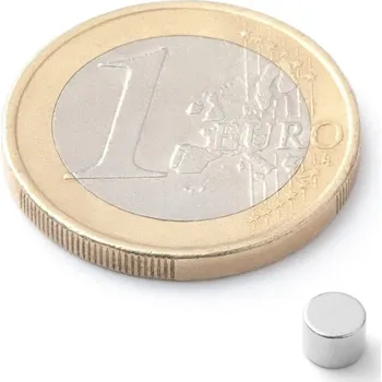 Dekorativní magnet SOLLAU Neodymový magnet válec D&nbsp;4x3 mm, Neodym, N42, poniklovaný