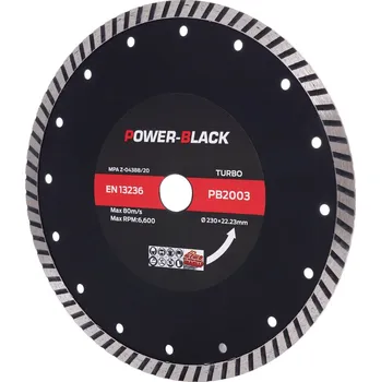 Brusný kotouč Diamantový řezný kotouč na beton Turbo 230mm, POWER-BLACK PB2003