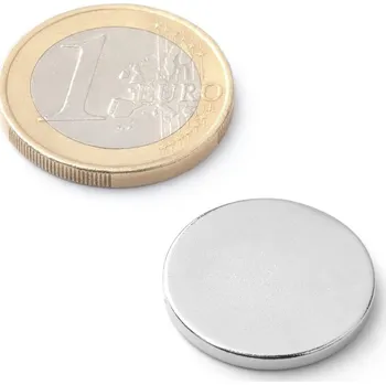 Dekorativní magnet SOLLAU Neodymový magnet válec D 20x2 mm, Neodym, N42, poniklovaný