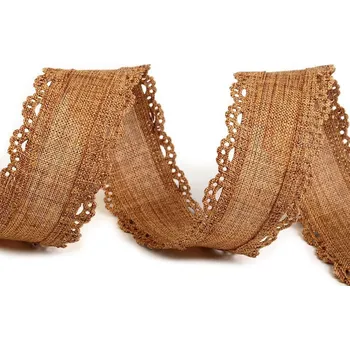 Stuha Jutová stuha s výsekem 35 mm - přírodní - 1 m