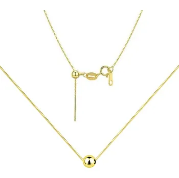 Náhrdelník NUBIS® Zlacený stříbrný čtvercový náhrdelník s kuličkou 6 mm - NB-2193-GD