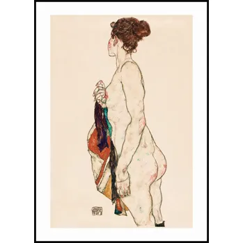 Plakát Jen tak z lásky Plakát Egon Schiele - Stojící nahá žena se vzorovaným županem Rozměr plakátu: 50 x 70 cm