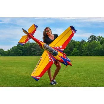 RC model letadla 70 Extra 300 EXP V2 - červená/modrá/žlutá 1,77m