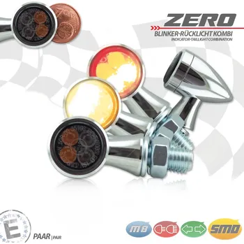 Osvětlení pro motocykl Mini SMD LED blinkry motorku s koncovým a brzdovým světlem ZERO chrom, pár