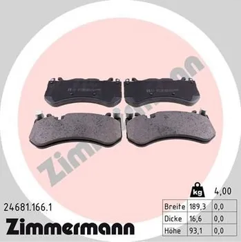 Brzdová destička Sada brzdových destiček, kotoučová brzda ZIMMERMANN 24681.166.1