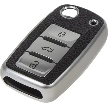 TPU obal pro klíč Škoda, VW, Seat, stříbrný