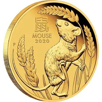 Sběratelství Lunární série III. - zlatá mince Year of the Mouse (Rok krysy) 1/10 Oz 2020 PROOF