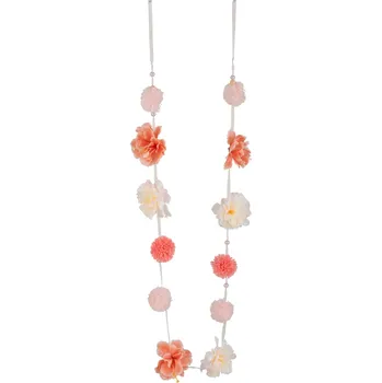 Broskvovo - lososová girlanda s květinami - 9,5*5*145 cm